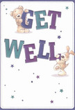 Infused with the calm optimism of Kingston Upon Thames, this enchanting get well card blossoms with color and character. Two friendly figures-a plump teddy bear and an eager-looking puppy-frame bold, hand-lettered words that beam 'Get Well' in dazzling teal and violet. The bear's soft fur and soulful expression pair perfectly with the puppy's floppy ears and upbeat posture, evoking the tactile comfort of a favourite childhood companion or the reassuring presence of a friend met at the Kingston Riverside. Indigo and purple starbursts drift playfully across the soothing cream background, sparking a sense of hope and quiet celebration-echoing the uplift one feels from a locally delivered bouquet. The composition is airy, sincere, and infused with care, just like the bespoke arrangements prepared daily by Kingston's florists for neighbours in need. Whether accompanying fresh blooms for delivery in Norbiton or a hand-written note sent from Surbiton, this card carries its message of recovery and gentle support with artistry and heart.